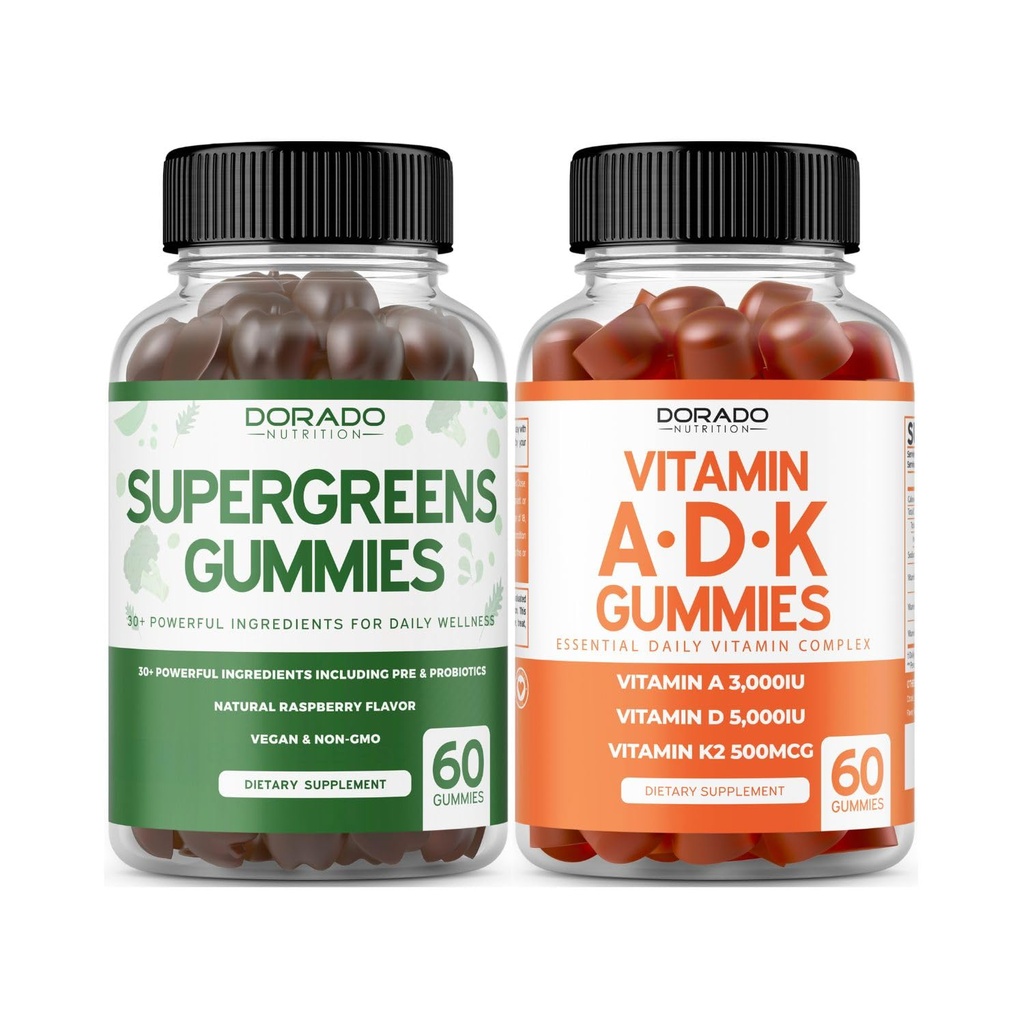 Supergreens Gummies (60 Gummies) Συμπληρώματα Πράσινων με 8 Συστατικό Μείγμα Ισχύος - Superfood for Immunity Support for Adults and ADK (60 Count) with D & K - 10 Vegan Supplement - Μη ΓΤΟ & ΗΠΑ Made