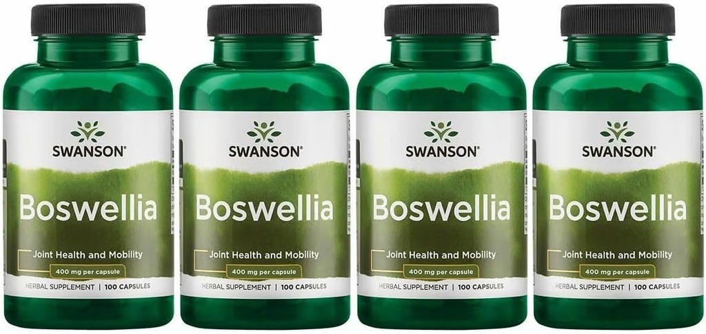 Swanson Boswellia - Βότανο συμπλήρωμα Προώθησης Κοινής Υποστήριξης - Ayurvedic Herb για Κοινή Ευελιξία & Υποστήριξη Κινητικότητας - Made with Boswellia Serrata Resin - (100 Κάψουλες) (4 Pack)