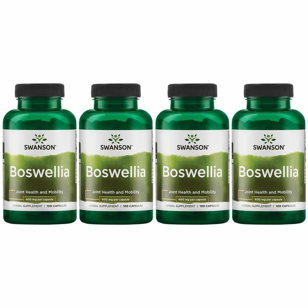 Swanson Boswellia - Herbal Supplement Promoting Joint Support - Ayurvedic Herb for Joint Flexibility & Mobility Support - Made with Boswellia Serrata Resin - (100 Capsules) (4 Pack)