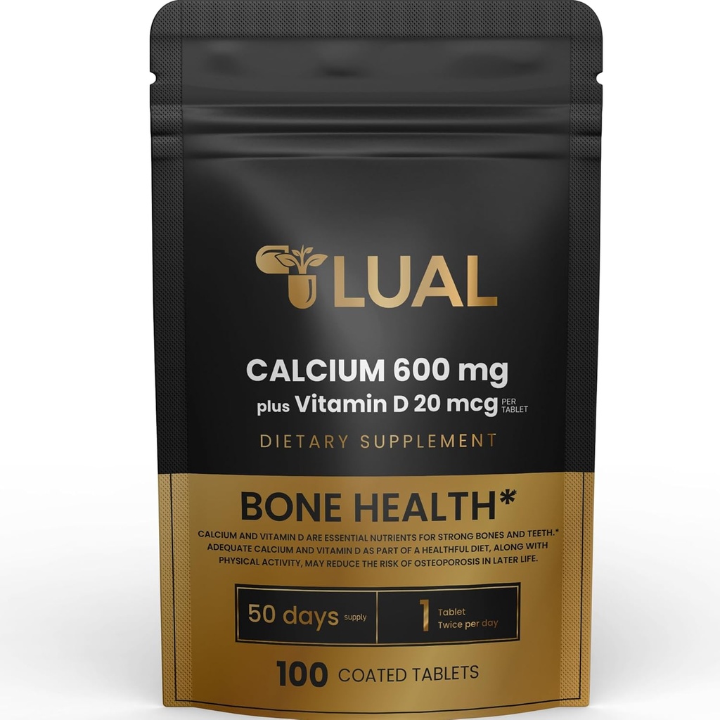 LUAL Calcium One Health Διαιτητικά δισκία, 600 mg, 100 Count