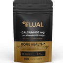 LUAL Calcium Bone Health Dietary Supplement Tablets, 600 mg, 100 Count