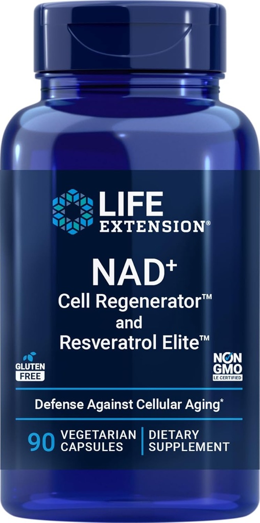 Life Extension NAD+ Cell Regenerator and Resveratrol Elite, 90 Veg Caps