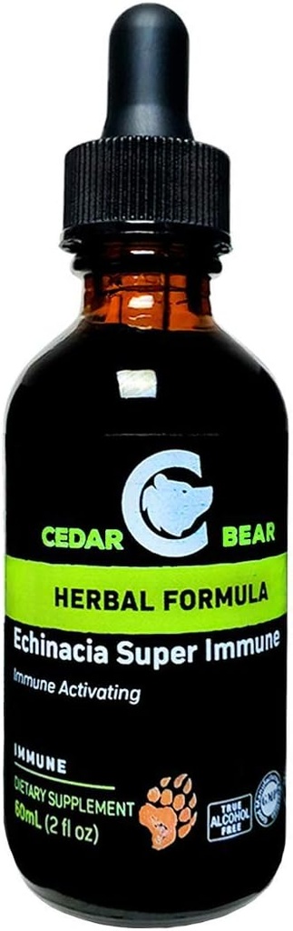 Cedar Bear Echinacea Super ανοσοποιητικό μείγμα ένα υγρό βοτανικό συμπλήρωμα που ενισχύει το ανοσοποιητικό σας σύστημα για να βοηθήσει στη διατήρηση της δραστηριότητας των λευκών κυττάρων του αίματος και άλλες ανοσοποιητικές λειτουργίες 2 FL Oz