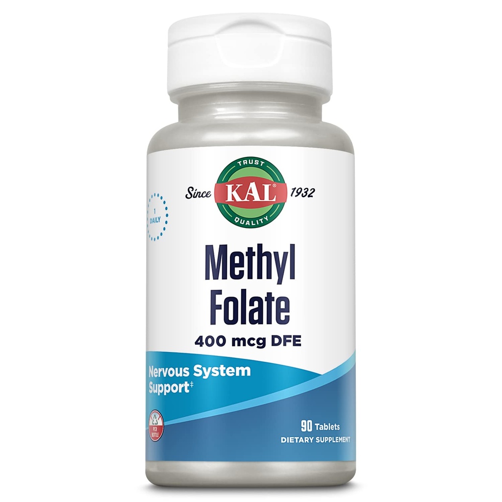 KAL methyl folate 400 mcg DFE, 5-MTHF ενεργός μορφή βιταμίνης Β9, συμπλήρωμα φολικό οξύ, υγεία της καρδιάς, προγεννητική, Mood και την υποστήριξη του εγκεφάλου, γρήγορη διάλυση ActivTab, 60- ημέρα εγγύηση, 90 μερίδες, 90 δισκία