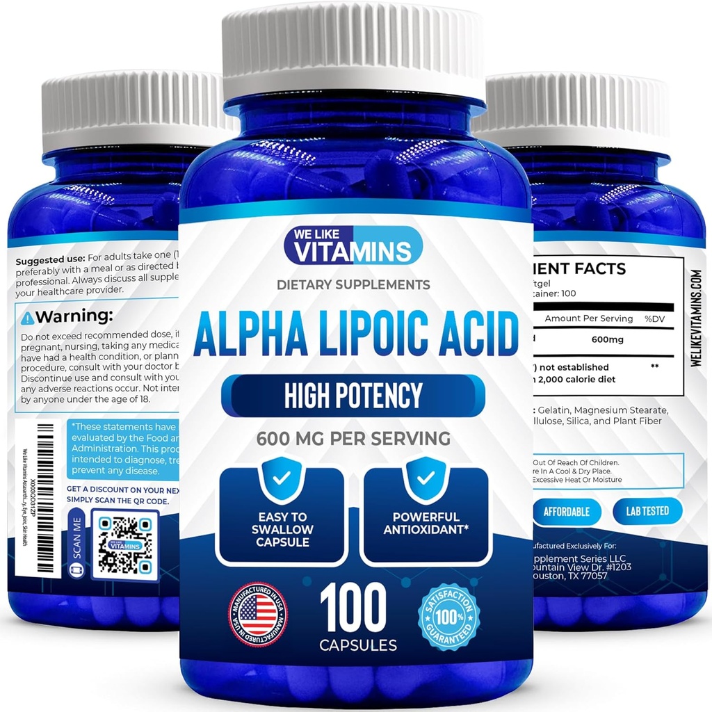 Μας αρέσουν οι βιταμίνες Alpha Lipoic Acid 600mg κάψουλες - 100 σερβιέτες - Alpha Lipoic Acid κάψουλες βοηθά στην υποστήριξη της κοινής υγείας και της αντιοξειδωτικής υγείας μαζί με την ελεύθερη ριζική προστασία