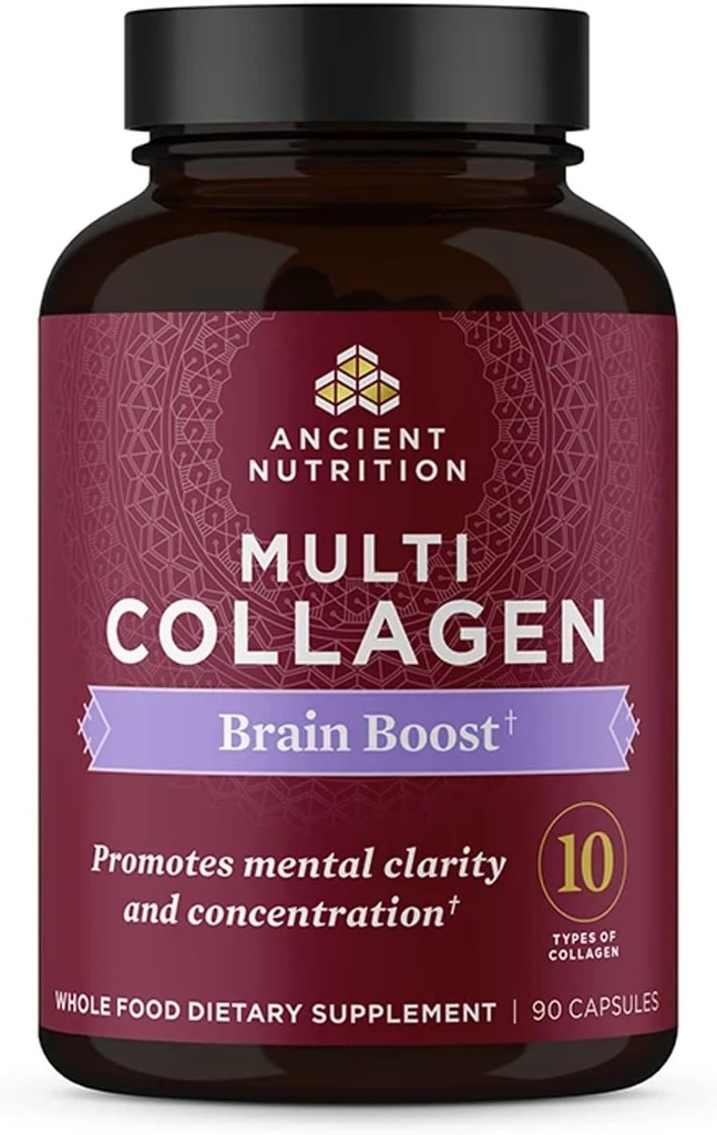 Αρχαίες θρέψης Collagen Protein Brain Boost, Collagen Protein Capses Εγκεφαλικό συμπλήρωμα για μειωμένη κοινή δυσφορία, υγιή δέρμα και νύχια, 90 ct