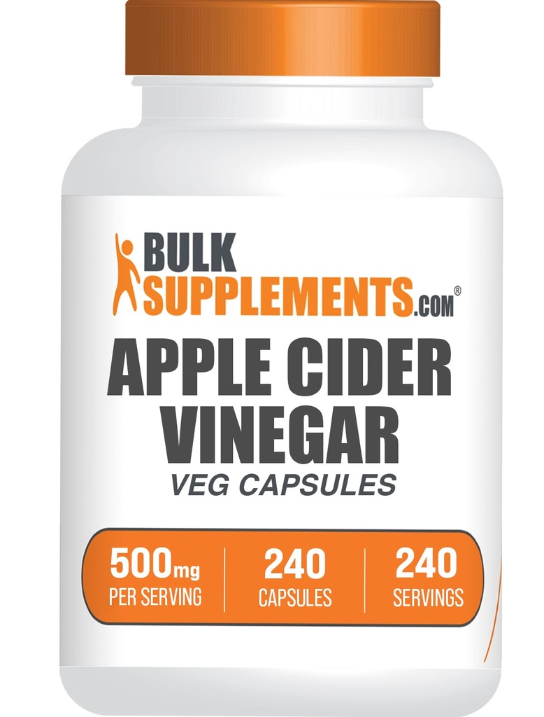 BulkSupplements.com Κάψουλες μηλίτη μηλίτη - κάψουλες ACV, Συμπληρώματα μηλίτη μηλίτη, μηλίτη μηλίτη 500mg - Χωρίς γλουτένη, κάψουλα ανά σερβίροντας, 240 κάψουλες (πακέτο του 1)
