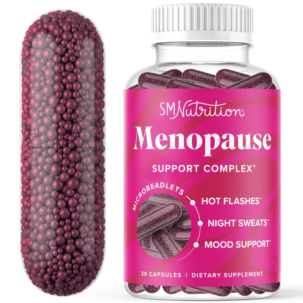 Menopause Vitamins Beadlets with Black Cohosh, Red Clover & More | Hot Flashes, Night Sweats & Mood Support | Menopause Supplements for Women with Dong Quai, Chaste Tree Berry & DIM | Non-GMO 30ct