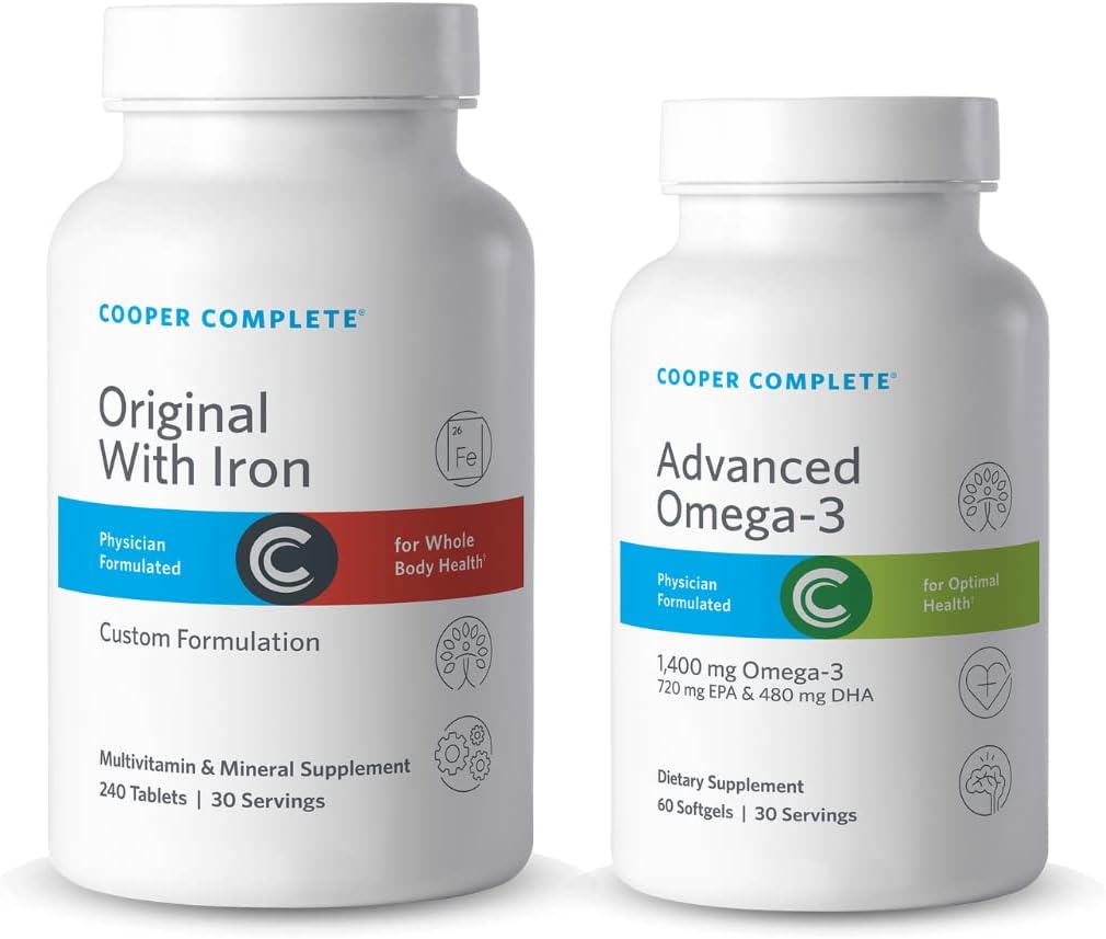 Cooper Complete - Original Multivitamin με το σίδηρο και Advanced Omega-3 - Καθημερινή Multivitamin και Mineral Συμπλήρωμα Plus Fish Oil Συμπλήρωμα - 30 Ημέρα προσφοράς
