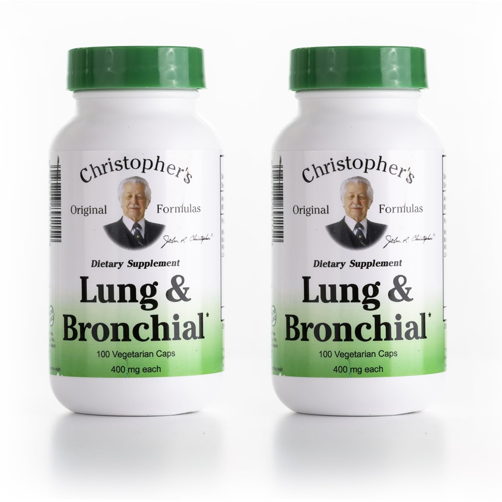 Christopher's Original Formulas Lung & Bronchial Formula - Καθαρίστε τον πνεύμονα για τους καπνιστές - Υποστηρίζει το αναπνευστικό σύστημα με συνεργιστικό μείγμα βοτάνων - Συσκευασία των 2