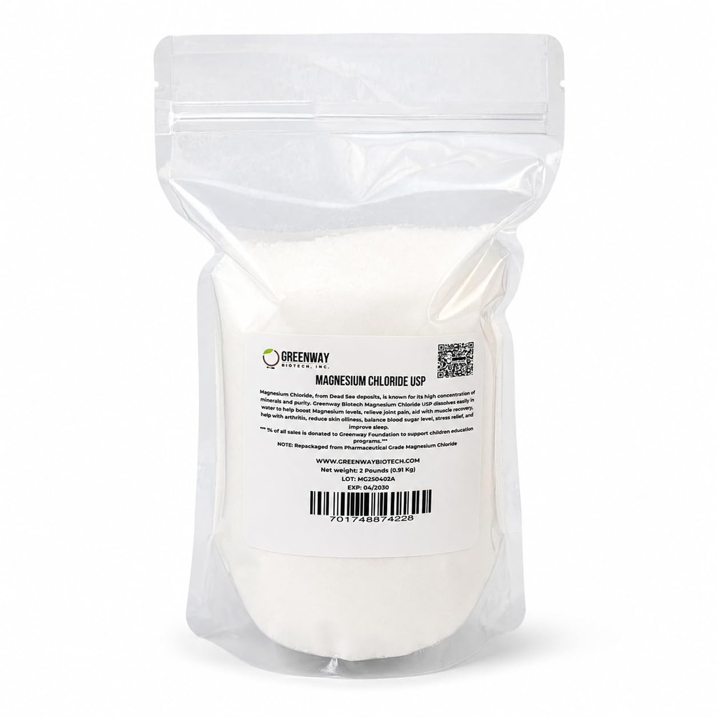 Greenway Biotech, Inc. Οργανικό Χλωριούχο Μαγνήσιο USP Συμπλήρωμα 100% Βρώσιμο Cloruro de Magnesio Comestible Powder (Φαρμακευτική Βαθμός) 