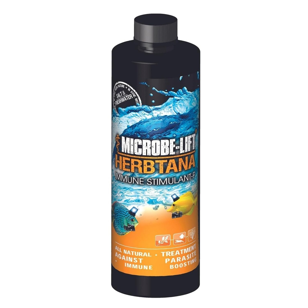 MICROBE-LIFT Herbtana Immune Booster and Natural Parasite Remover for γλυκού νερού και αλμυρού νερού Home Ενυδρεία και δεξαμενές ψαριών, 16 ουγγιά