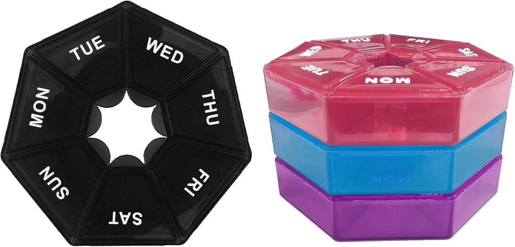 Διοργανωτής χαπιών, 4PCS κουτί χαπιών, οργανωτής χαπιών ιατρικής, οργανωτής χαπιών ταξιδιών, υπόθεση χαπιών, διοργανωτής χαπιών εβδομαδιαίως, ταξίδι οργανωτή χαπιών, εμπορευματοκιβώτιο χαπιών, κουτί αποθήκευσης φαρμάκων, (μαύρο, μπλε, κόκκινο, μωβ)