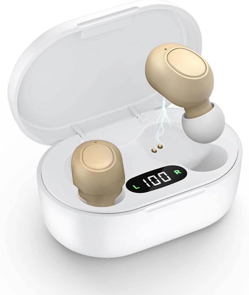 Βοηθήματα ακοής για ηλικιωμένους - Βοηθητικό ακοής επαναφορτιζόμενο για απώλεια ακοής με ευφυή μείωση θορύβου, Αόρατος Ενισχυτής ακοής Audien με έλεγχο έντασης και φορητή περίπτωση φόρτισης