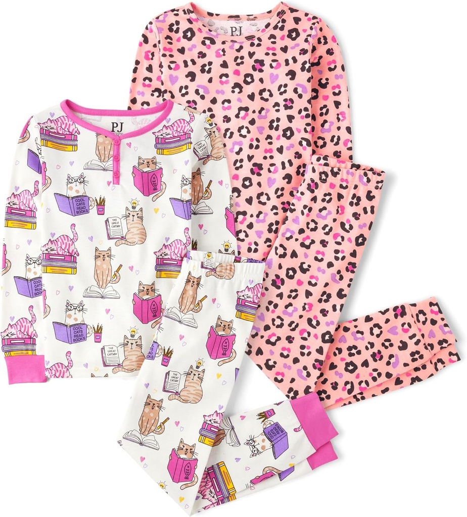 The Children's Place Girls Long Sleeve 2 Piece Snug Fit Cotton Pajamas
