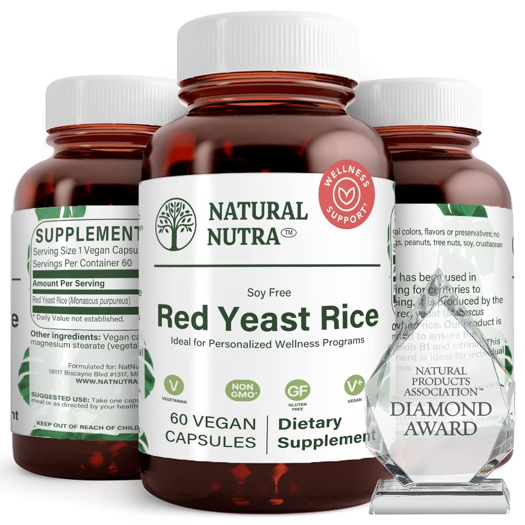 Φυσικό εκχύλισμα ρυζιού Nutra Red Yeast, καρδιοαγγειακή υποστήριξη, βοηθά στην ενίσχυση της ανοσίας, βοηθά στη διατήρηση λίπους σώματος & ροής υγρών, βελτιώνει την πέψη, συμπληρώματα χωρίς γλουτένη, 600 mg, 60 κάψουλες (2 συσκευασία)