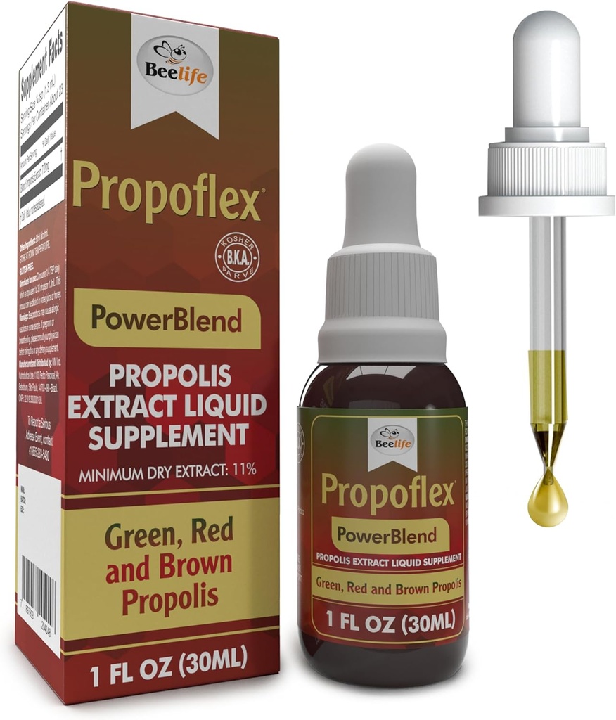 Beelif Propolis Extract, Power Blend Green, Red & Brown Propolis- 100% Pure Extract Bee Propolis Tincture, High Artepillin-C Levels - Φυσικό Αντιοξειδωτικό, Ανοσοποιητική Υποστήριξη- από τη Βραζιλία (30ml/ 1Fl.Oz)