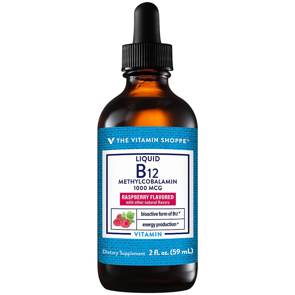 The Vitamin Shoppe Liquid B12 Methylcobalamin - Παραγωγή ενέργειας - 1.000 MCG - Βατόμουρο (2 fl. oz.)