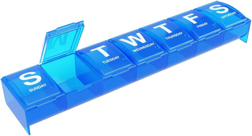 EZY DOSE Εβδομαδιαία (7-Ημέρα) Θήκη Χάπια, Planner Ιατρικής, Διοργανωτής Βιταμίνης, 2X-Large Contured Διαμερίσματα για εύκολη αφαίρεση χαπιών, Χρώμα May Vary, BPA Δωρεάν