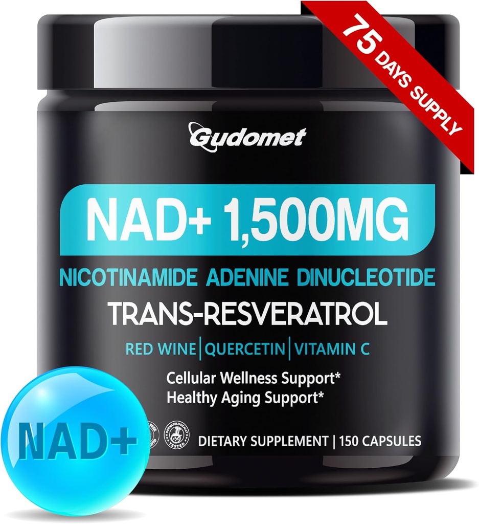 NAD+ με Trans-Reεσβερατρόλη, κόκκινο κρασί, Quercetin & βιταμίνη C – Υποστηρίζει Cellular Wellness & Healthy γήρανση-150 κάψουλες-Made in The USA