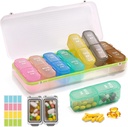 Weekly Pill Organizer 2 φορές την ημέρα + 2 αποσπώμενα χάπια Organizers kit - AM PM Travel Pill Organizer for Vitamin Medicine Supplement Fish Oil, White Daily Pill Case 2 φορές την ημέρα