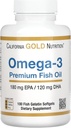 Gold Nutrition της Καλιφόρνιας Omega-3 Premium Fish Oil, συμπυκνωμένη Φόρμουλα με EPA & DHA, Υποστήριξη για το βέλτιστο προφίλ λιπιδίων & ανοσοποιητικό σύστημα, Χωρίς γλουτένη, Μη ΓΤΟ, 100 ψάρια Ζελατίνη Softgels