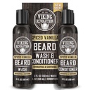 Viking Revolution Beard Wash and Beard Conditioner for Men with Argan Oil and Jojoba Oil - Beard Αποσκληρυντής και ενισχυτής Beard Care Shampoo και Conditioner με Beard Oil (5oz, Spiced Vanilla)