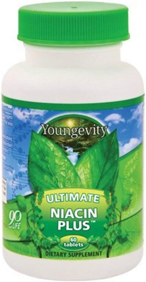 Youngevity Ultimate Niacin PlusTM - 500 mg με Ιδιόκτητο Blend Arjuna Bark, Hawthorn Berry, & Nattokinase - 60 δισκία (πακέτο του 1)