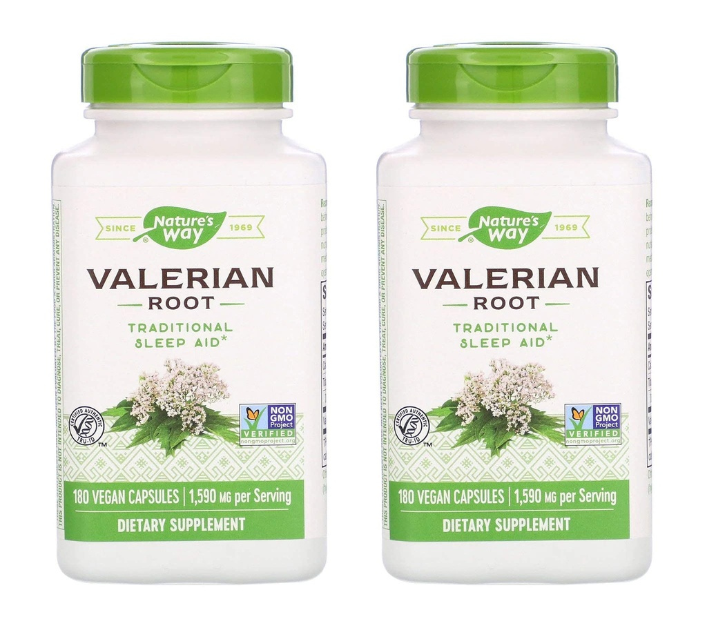 Nature's Way Valerian Root 1.590 Milligrams Παραδοσιακή Βοήθεια Ύπνου ως Συμπλήρωμα Διατροφής (180 Vegan Κάψουλες) Συσκευασία των 2
