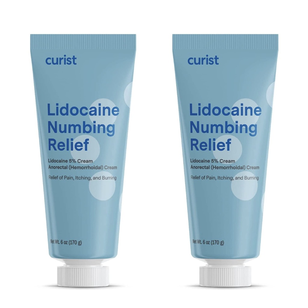 Curist 5% Lidocaine Cream Μέγιστη εξωχρηματιστηριακή δύναμη Επίκαιρη ανακούφιση πόνου εξωχρηματιστηριακά - 12 oz (πακέτο των 2) XL Tube 5 Ποσοστό Lidaine Numbing Cream to Numb Αποτελεσματικά (2 Pack - 6 oz Tube)