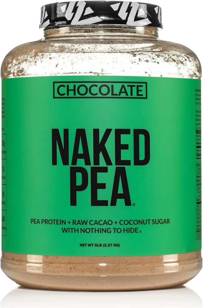 NAKED nutrition Chocolate Naked Pea Protein Isolate - 5Lb Bulk, Plant Based, Vegetarian & Vegan Protein. Easy To Digest, Non-Gmo, Gluten Free, Lactose Free, Soy Free