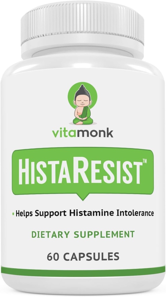 VitaMonk Histamine Blocker για τη δυσανεξία ισταμίνης - HistaResist - DAO Enzyme Supplement Optimal Dose of Diamine Oxidase to Help Shield Histamine for Smooth Digestion - 60 Κάψουλες