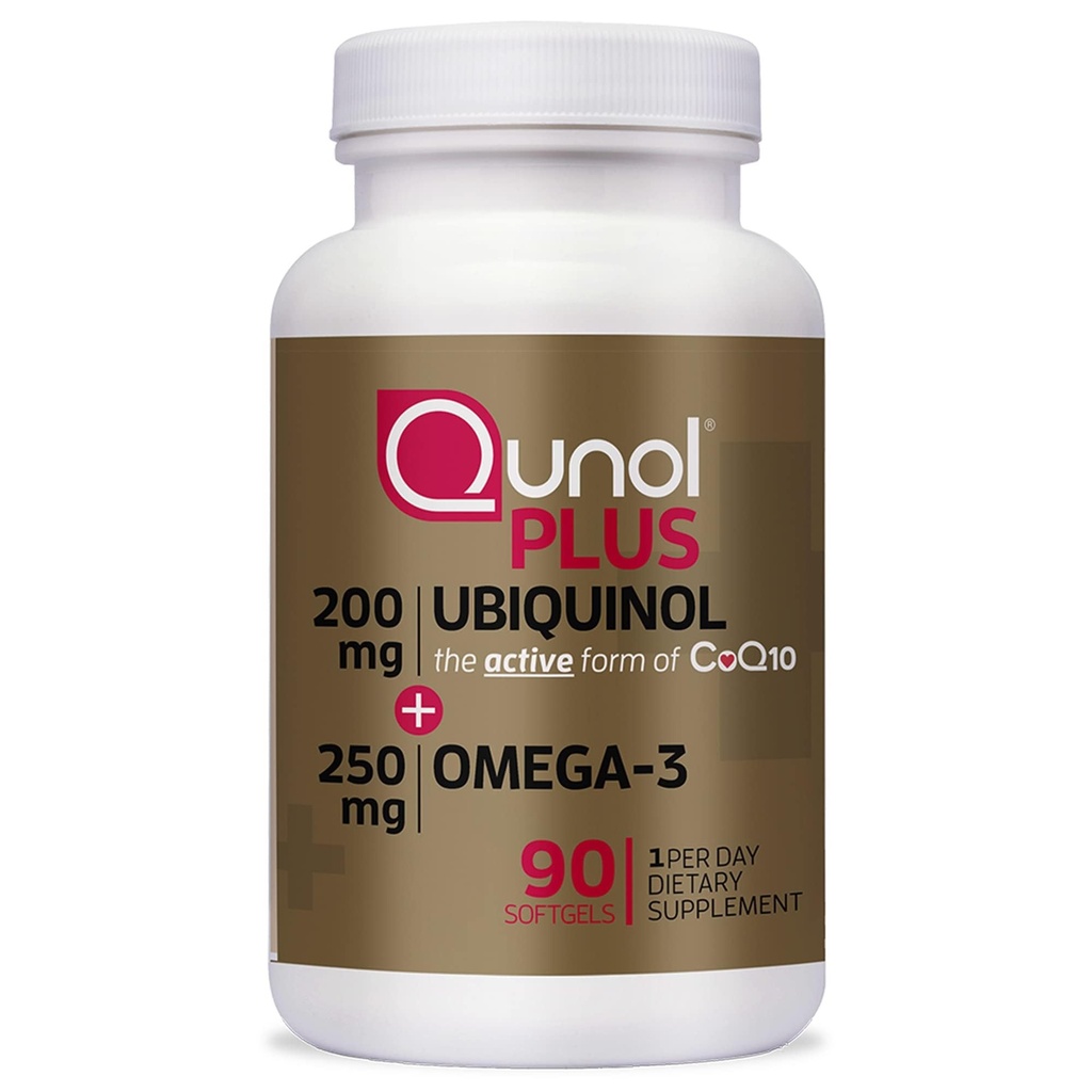 Qunol Plus Ubiquinol Coq10 200mg με Ωμέγα 3 250mg Επιπλέον Δύναμη Αντιοξειδωτικό (Bovine Version), 90 Count