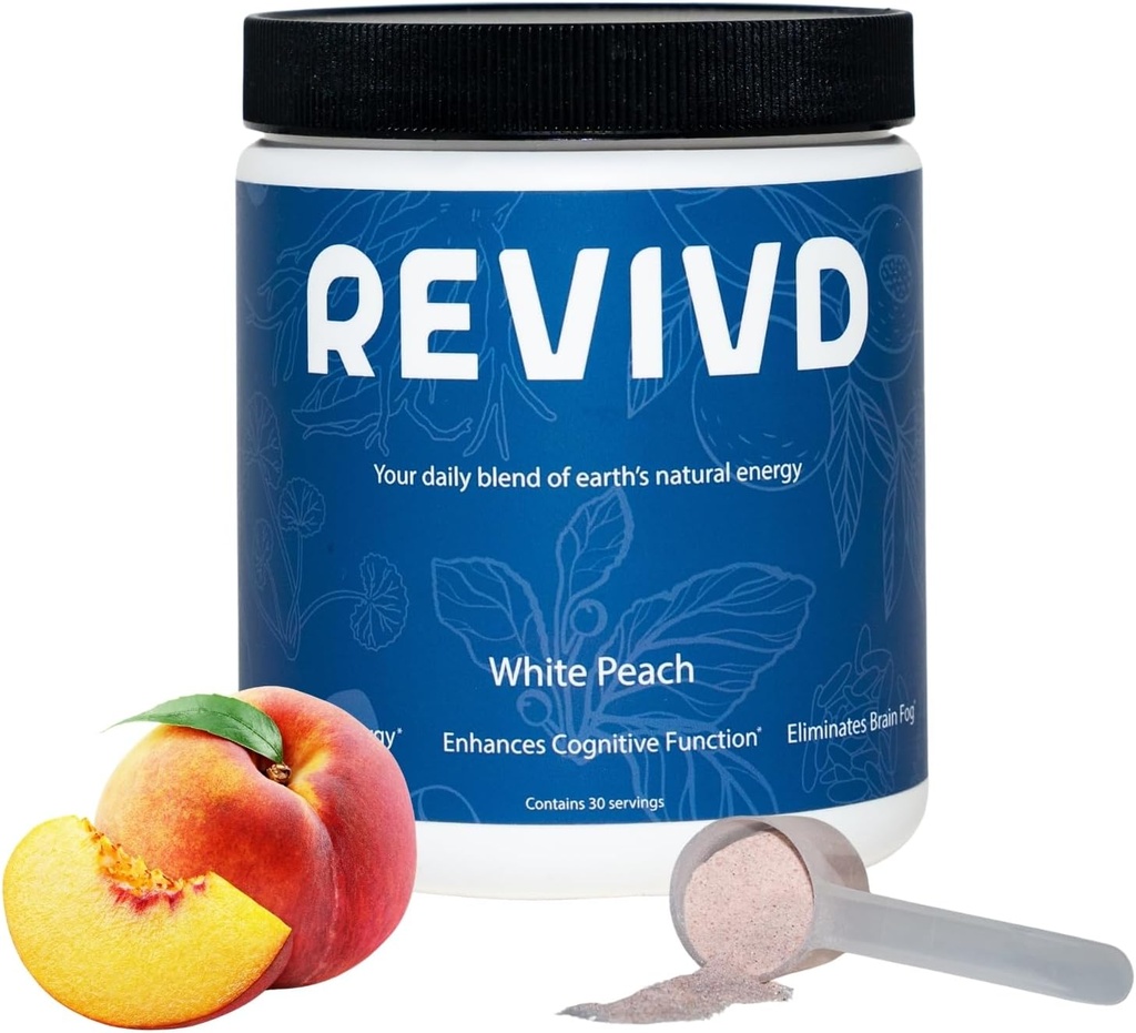 White Peach Natural Energy Supplement for Enhanced Focus, Brain Fog Removal & Increased Congnitive Function - Yerba Mate Infused