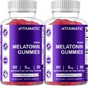 Vitamatic Melatonin Gummies - (2, 5 mg 5 mg & 10 mg Δόσεις) - 60 Count Each - (Pack of 2)