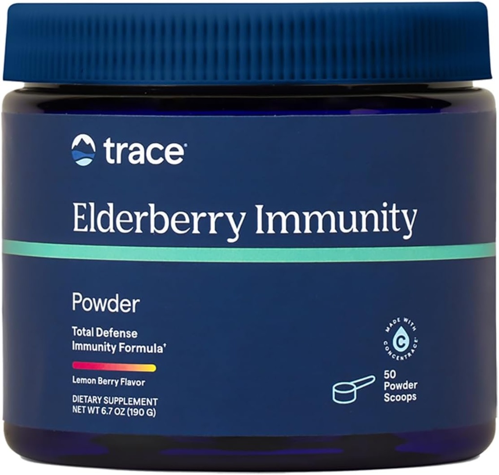 Trace Minerals Elderberry Immunity - Health Support Drink Supplement with Elderberry - Antioxidant Supplement to Support Cell Integrity & Heart Health - Lemon Berry, 6.7 oz (50 Servings)