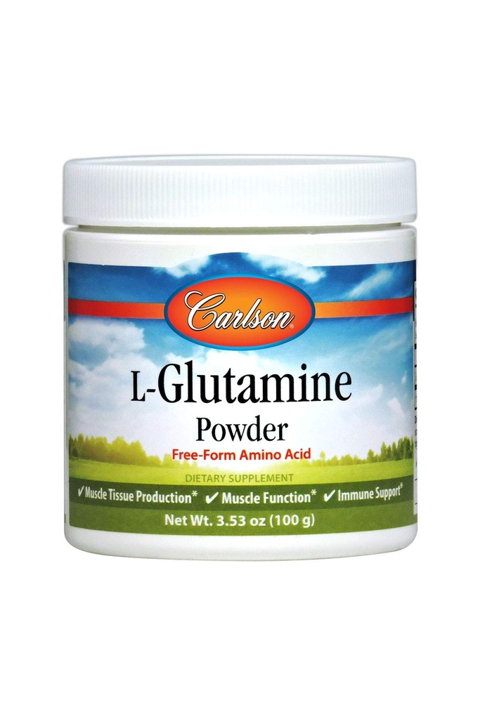 Carlson - L-Glutamine σκόνη, Free-Form Amino Acid, 3 g, παραγωγή μυϊκών ιστών & λειτουργία, ανοσοποιητική υποστήριξη, 3.53 oz (100 g)
