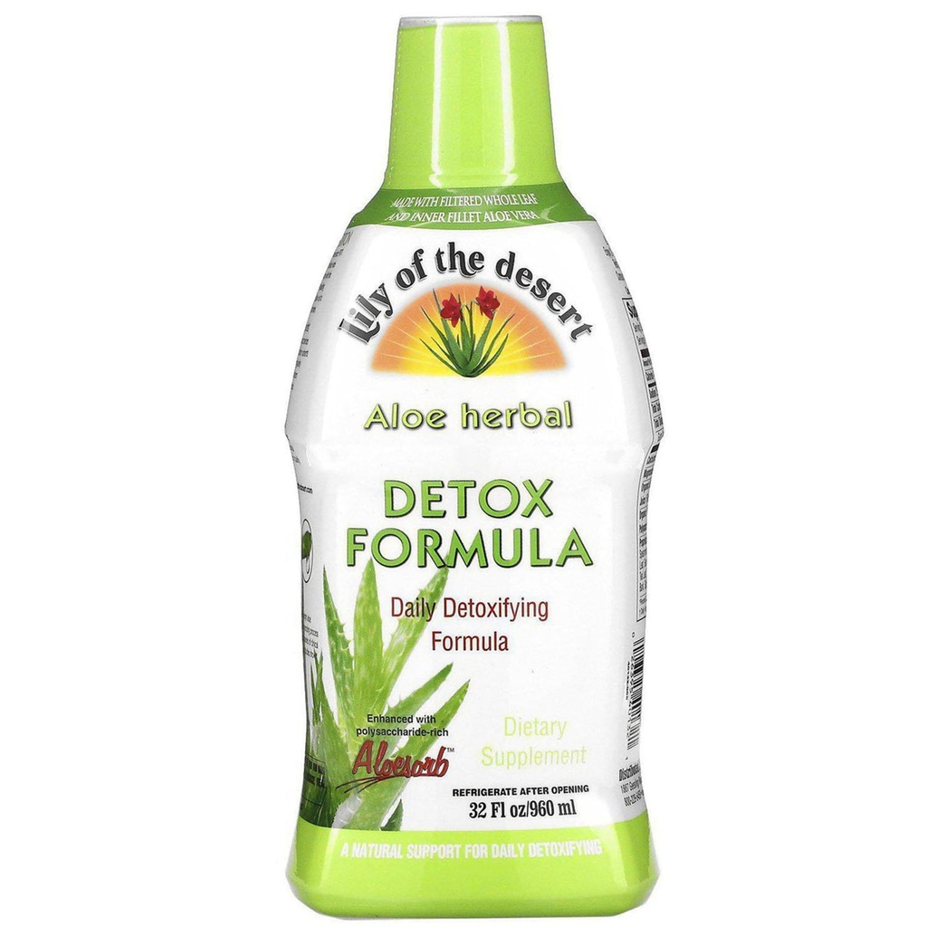 Lily Of The Desert Aloe Vera Herbal Detox Formula - Χυμός αλόης Βέρα με Γαϊδουράγκαθο Γάλα, Slippery Elm, Burdock Root, Dandelion Root, και Echinacea για την υγεία των ούλων, την υποστήριξη του ήπατος, και την ευεξία, 32 Oz
