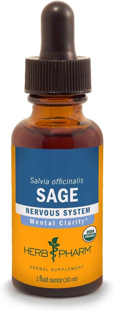 Βότανο Pharm Certified Organic Sage Liquid Extract for Mental Clarity Support - 4 Ουγγιά