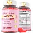 Myo-Inositol & D-Chiro Inositol Gummies Sugar Free, Ideal 40:1 Ratio Inositol Supplement for Women w/Vegan Omega-3, D3, Magnesium, Methyl Folate, B12, Inositol Multivitamin for Women's Overall Health