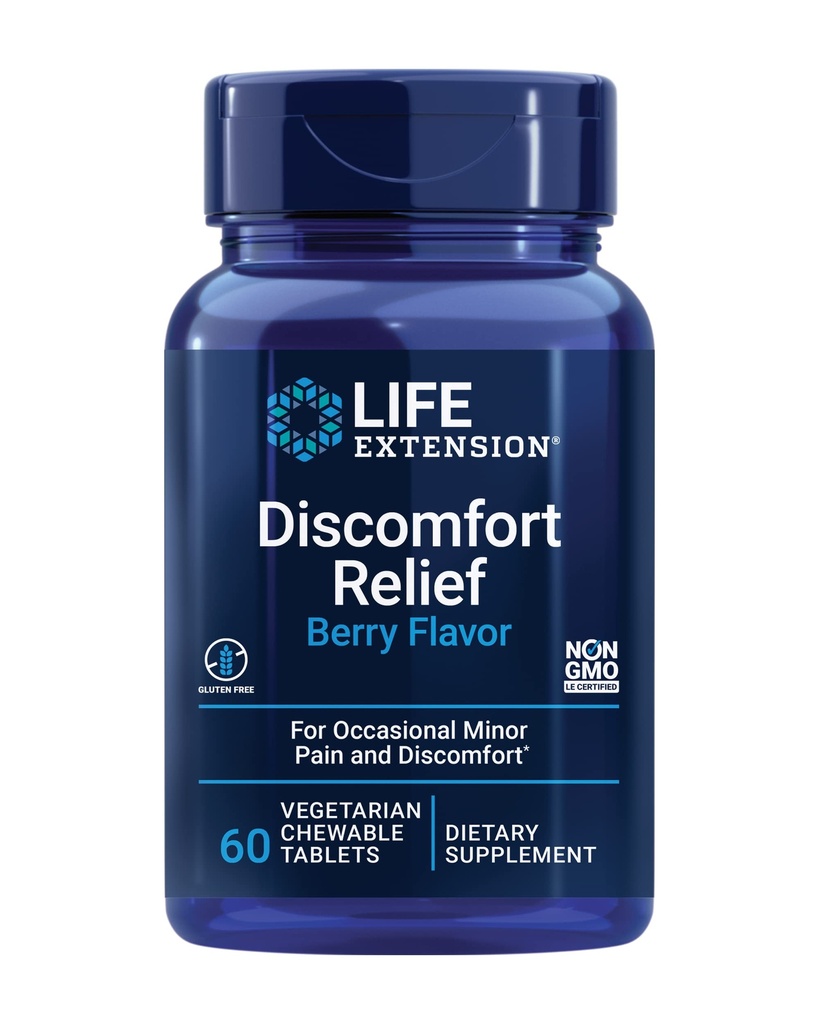 Life Extension Pea Discomfort Relief (Berry Flavor) για περιστασιακό μικρό πόνο & δυσφορία – συμπλήρωμα Palmitoylethanolamide - Χωρίς γλουτένη, μη ΓΤΟ, χορτοφαγικά – 60 Μασώμενα δισκία