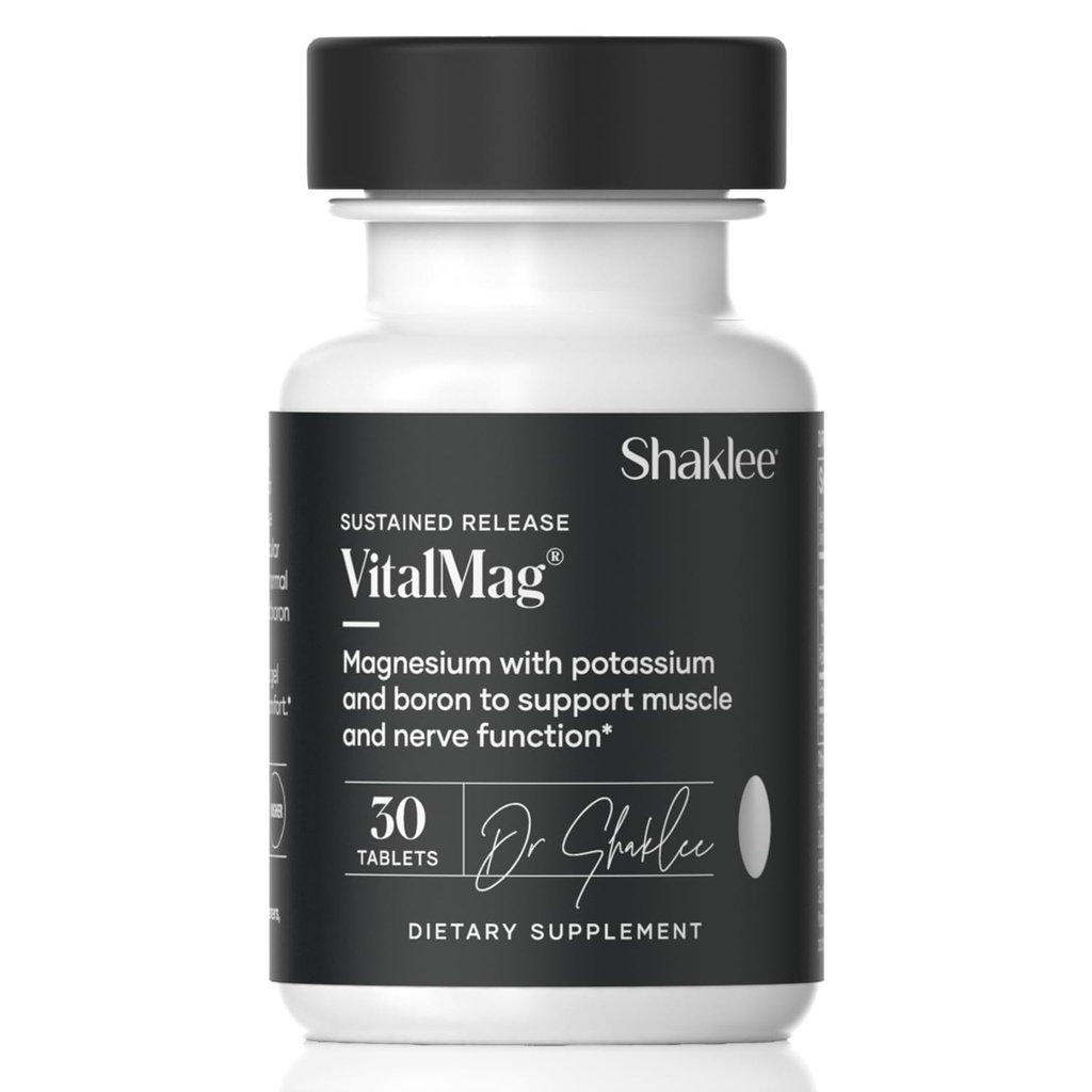 Shaklee -Sustained Release VitalMag - Συμπλήρωμα μαγνησίου για την υγεία των νεύρων, των μυών και της καρδιάς - Κάλιο & Boron Blend - Υποστηρίζει την καρδιοαγγειακή υγεία - Εύκολη πέψη - 30 δισκία