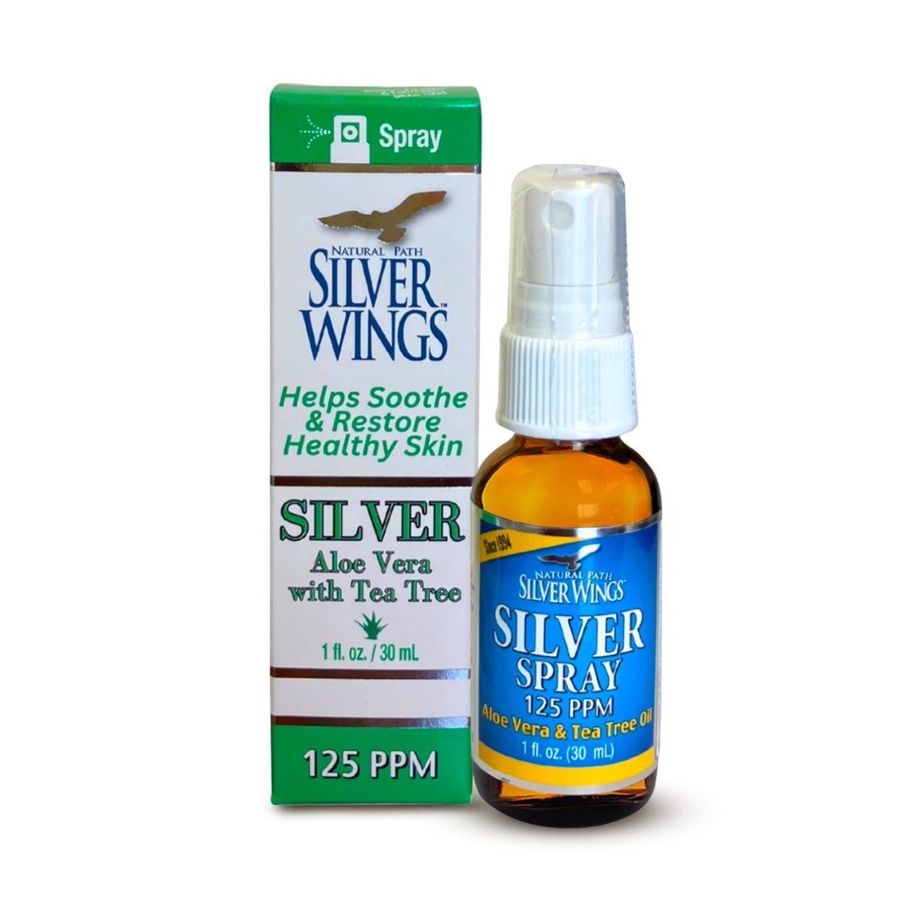 Φυσικό Μονοπάτι Ασημένια Φτερά - Silver Spray με Aloe Vera & Tea Tree Oil – 125ppm - 1oz