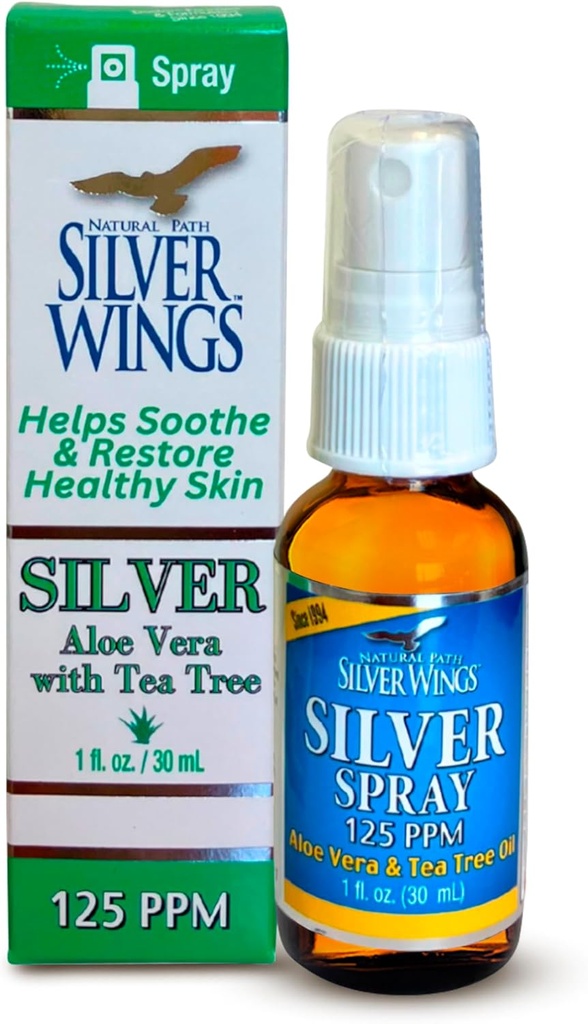 Φυσικό Μονοπάτι Ασημένια Φτερά - Silver Spray με Aloe Vera & Tea Tree Oil – 125ppm - 1oz