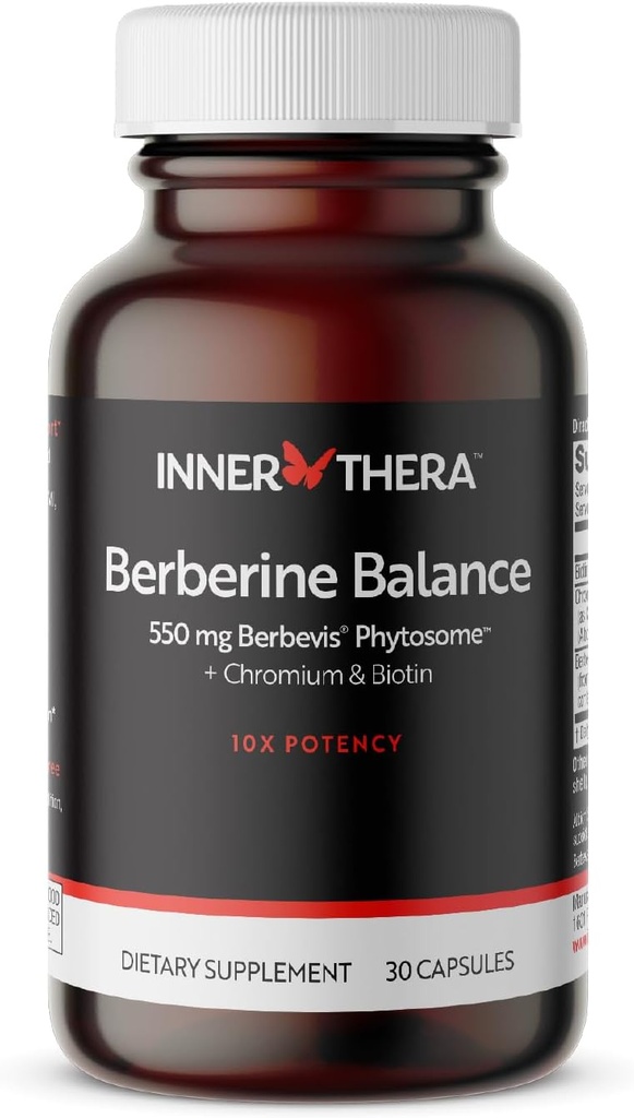 Βερβερίνη, 550 mg πατενταρισμένο Berbevis Berberine Phytosome Plus Βιοτίνη και Χρώμιο, Ενισχυμένη Απορρόφηση, Χωρίς γλουτένη, Vegan, 30 Veggie Caps