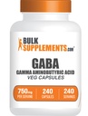 BulkSupplements.com Gamma Aminobutyric Acid Capsles - GABA Supplement, GABA 750mg - Vegan & Gluten Free, 1 Capsule per Serving, 240 Count (Pack of 1)