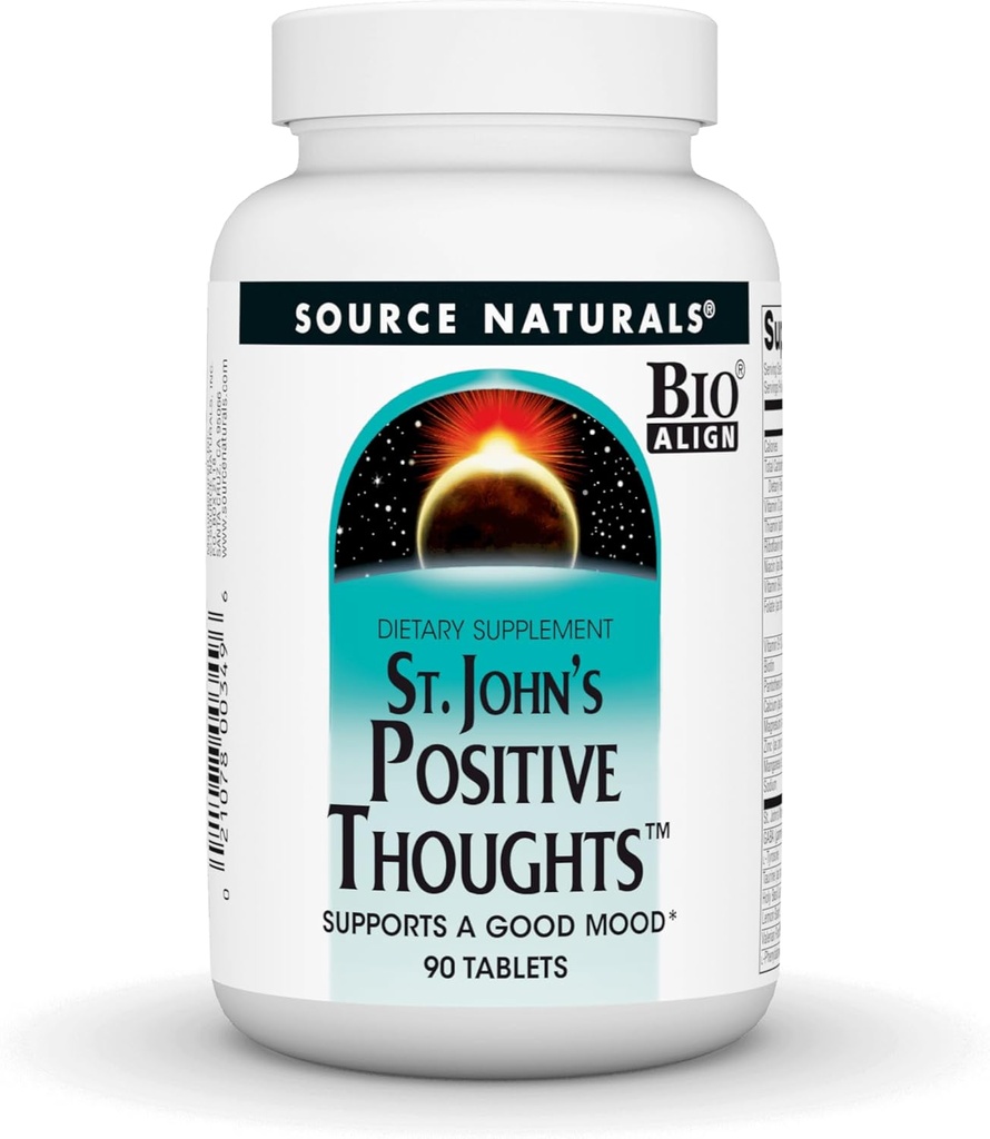 Source Naturals St. John's Θετικές σκέψεις, υποστηρίζει μια καλή διάθεση* - 90 δισκία