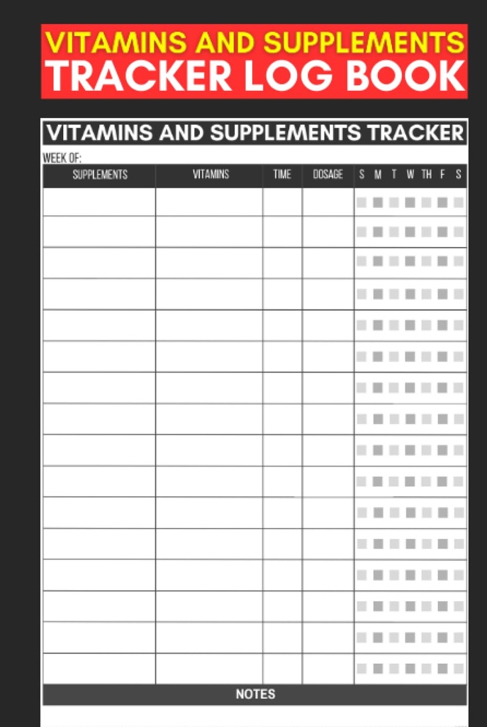 Βιταμίνες και Συμπληρώματα Tracker Log Book: Χαριτωμένο Εγγραφή Βιβλίο Δώρο για Νοσοκόμους, Φροντιστές και Φύλακες για να παρακολουθείτε Συμπληρώματα & Βιταμίνες Πρόσληψη