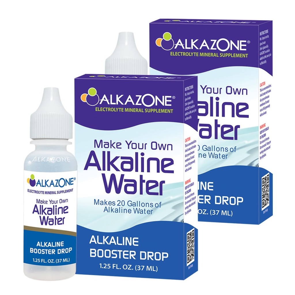 ALKAZONE Κάντε το δικό σας Αλκαλικό νερό - Αλκαλικό Booster πτώση 1,25 oz (2 συσκευασίες)