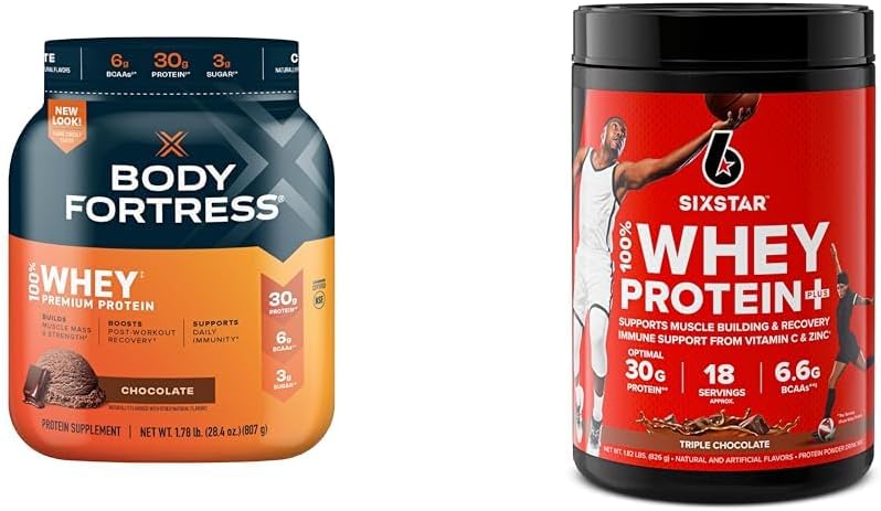Φρούριο σώματος 100% Whey Protein Powder Σοκολάτα 1.78lbs & Six Star Whey Protein Plus Σοκολάτα Whey Isolate Protein Powder 1,8 lbs